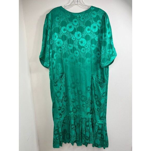 LOUIS FERAUD x Neiman Marcus Green Floral Print Pleated Hem Midi Dress S… - Picture 2 of 7